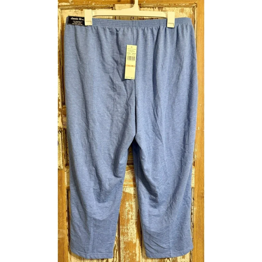 Alfred Dunner Relax & Enjoy Knit Pants - Heather Blue - 2X Proportioned Short - Picture 2 of 3